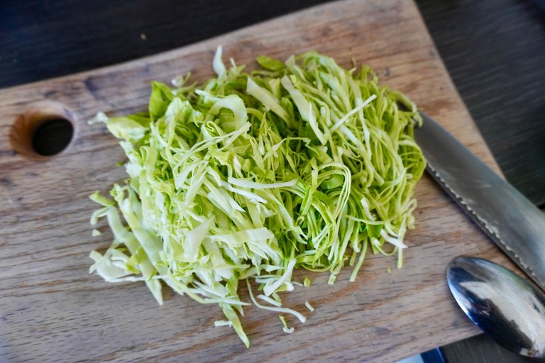 Thinly sliced cabbage