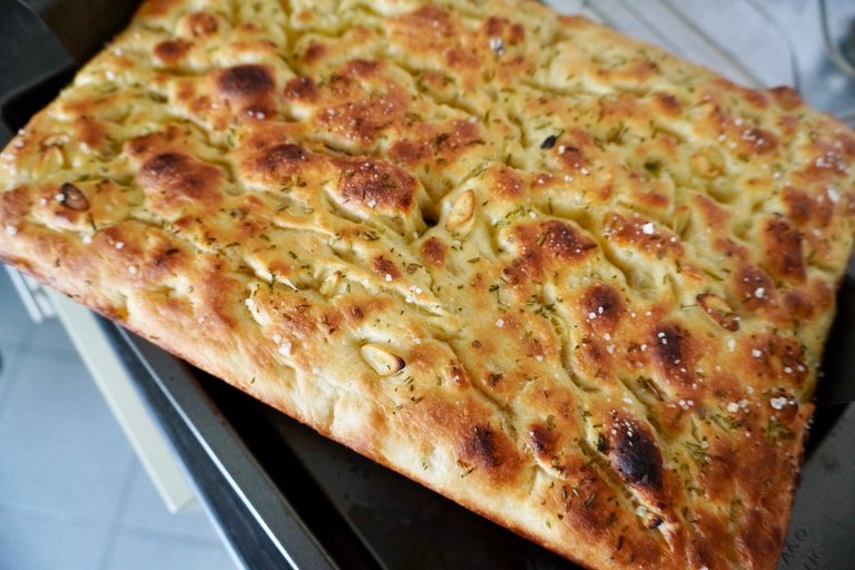 Freshly baked focaccia