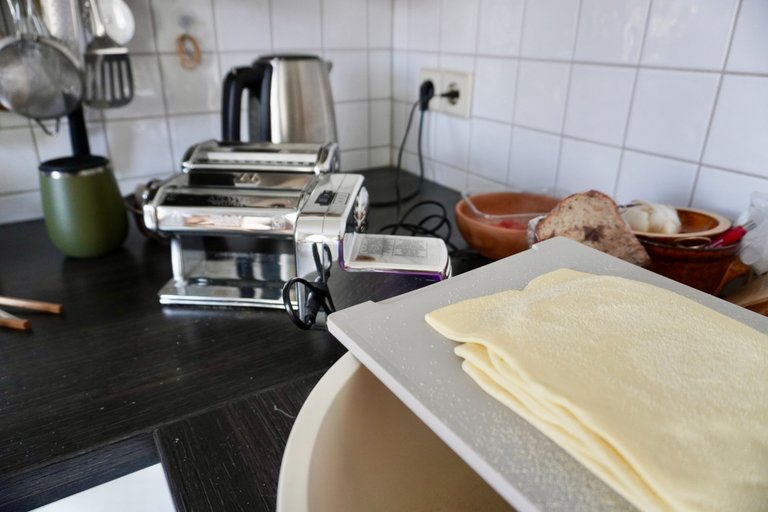 Bringing out the pasta machine after a long time—so easy with the motor!