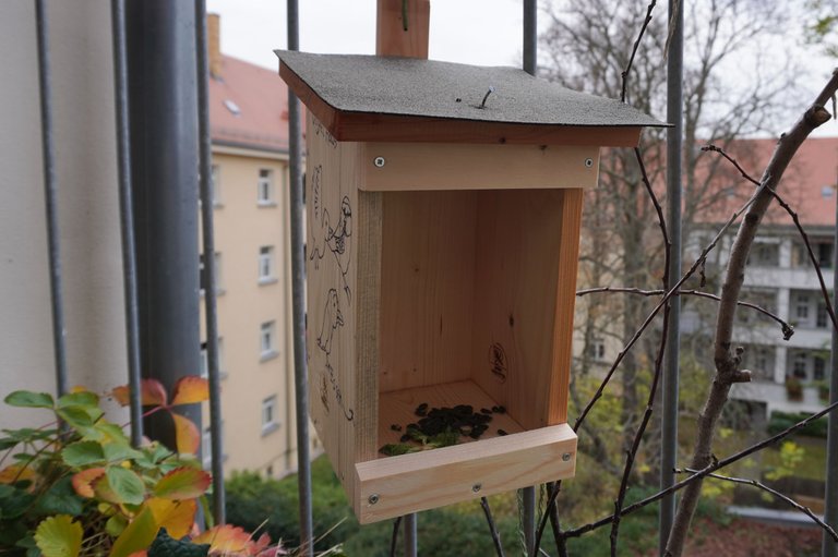 The finished bird feeder