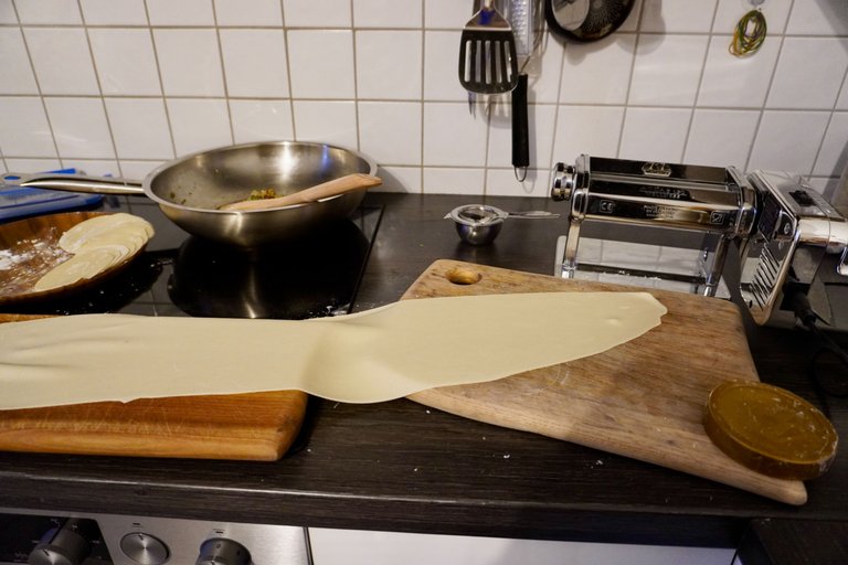 Making dumpling wrappers with a pasta machine