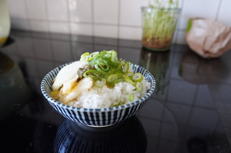 Vegan kimchi rice breakfast