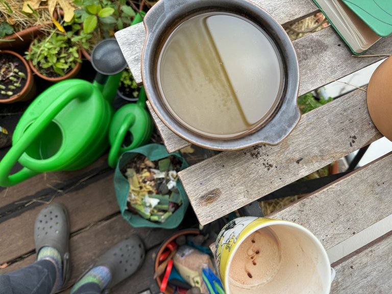 Soybean broth given to compost