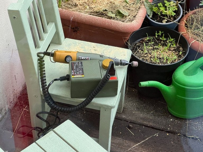 Woodworking shavings on the balcony