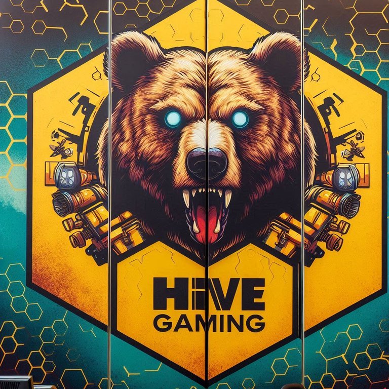 Hive Gaming themed divider with a bears eye and a friendly bear face.png