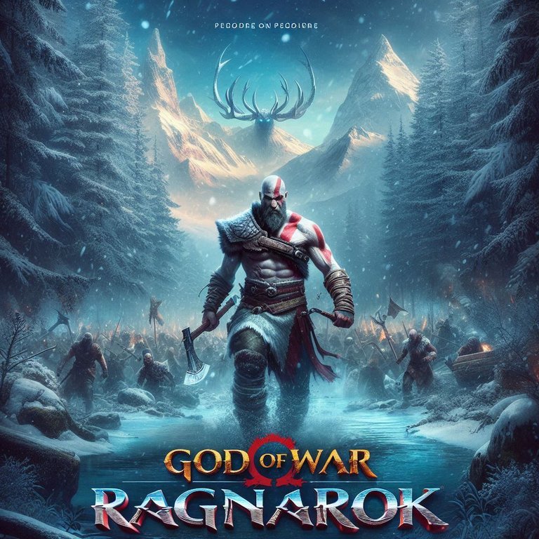 God Of War Ragnarok poster with a winter season background and the text Previously On, God Of War Ragnarok.png