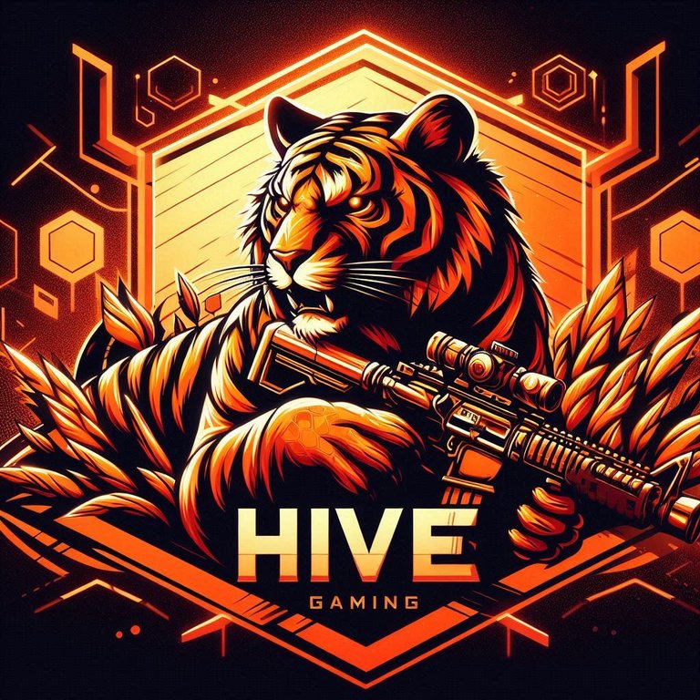 Hive Gaming wallpaper with a tiger outlined in black in the background in an orange color.png