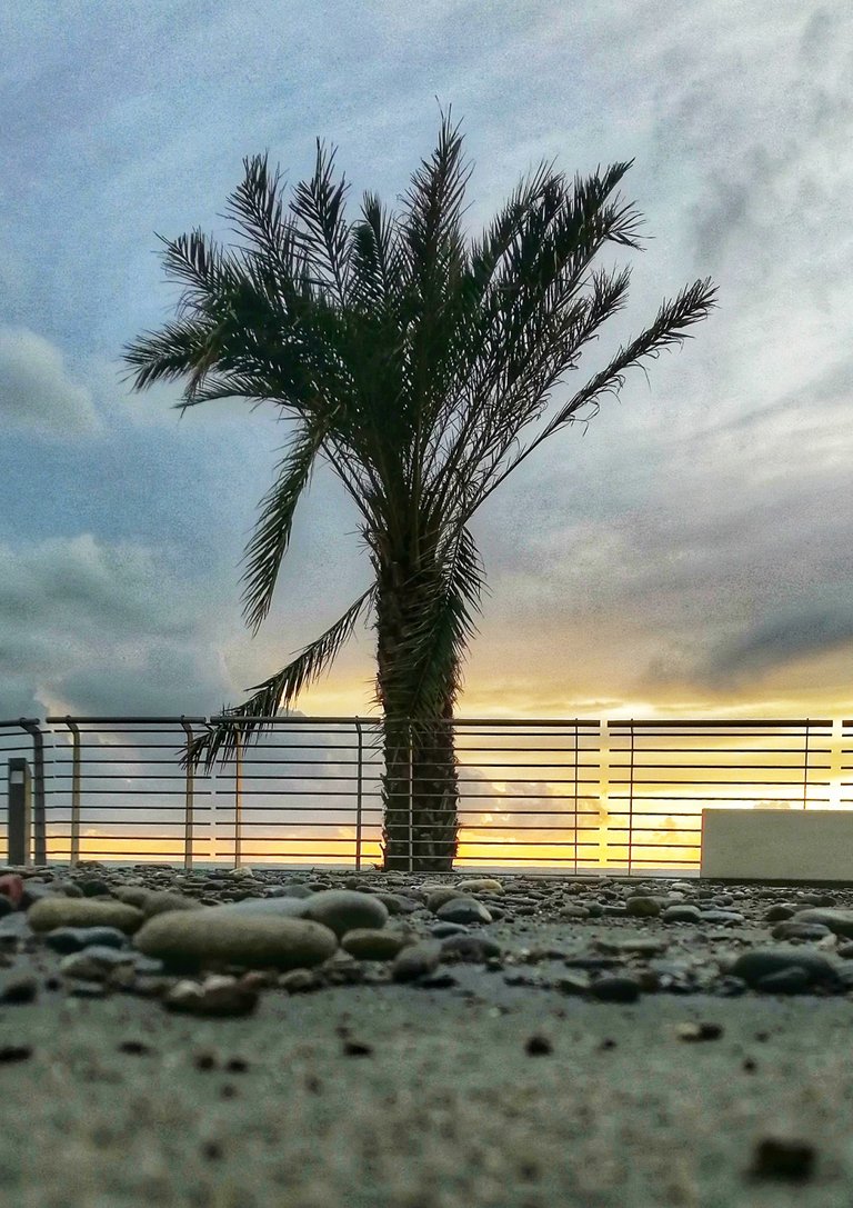 The stones of the beach thrown on the promenade by the storm... 