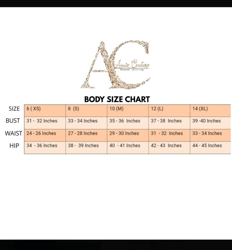 My worksheet for clients body measurement