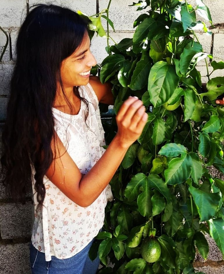 This is me with a passion fruit plant
