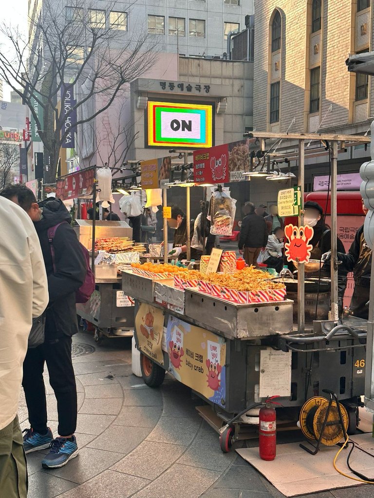 Fried tiny crabs and skewers