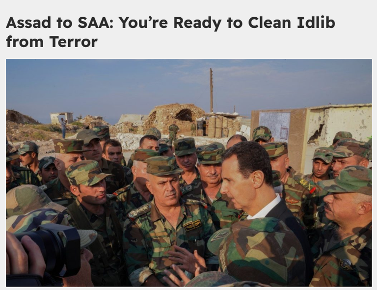 Syrian President Bashar Assad to SAA -clean Idlib.png