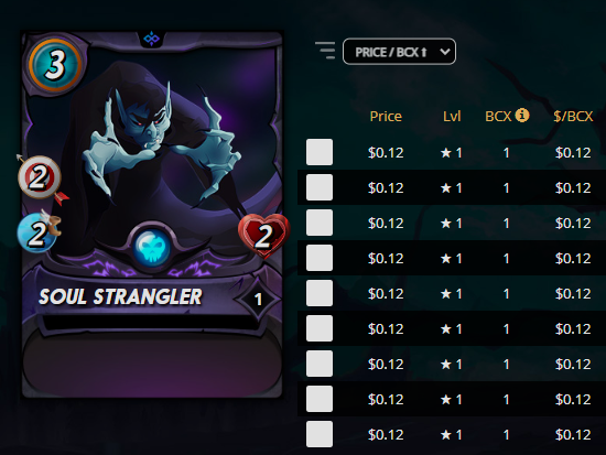 A Soul Strangler costs $0.12 as of checking! (Prices may have changed while this post was being written.)