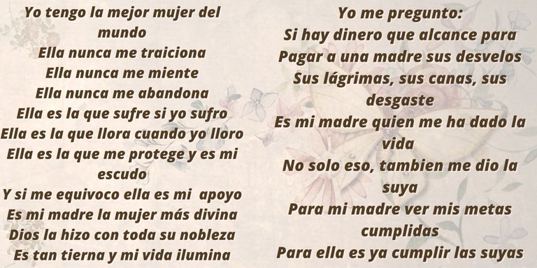 yo tengo la mejor mujer del mundo Ella nunca me traiciona Ella nunca me miente Ella nunca me abandona Ella es la que sufre si yo sufro Ella es la que llora cuando yo lloro Ella es la que me protegey es mi escu (1).jpg