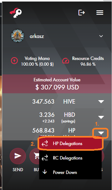 HP delegation steps - double check the Hive account name you are delegating to in the next step