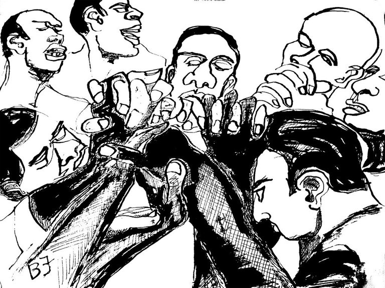 forrest_africans_wailing_men_clasp_hands_ink_on_paper_9x12_2014_w.jpg