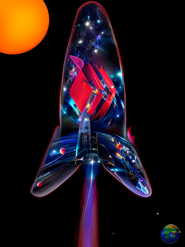 a 3D render of beautiful streamlined intricate starship with glowing red sections and intense plasma trail and planet earth and brillian578538663.png-upscaled.png