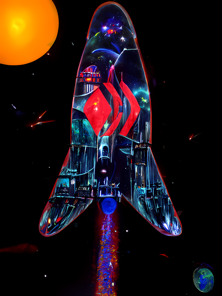 beautiful streamlined intricate starship with glowing red megastructures and intense plasma trail and planet earth and brilliant star An1401131562.png-upscaled.png