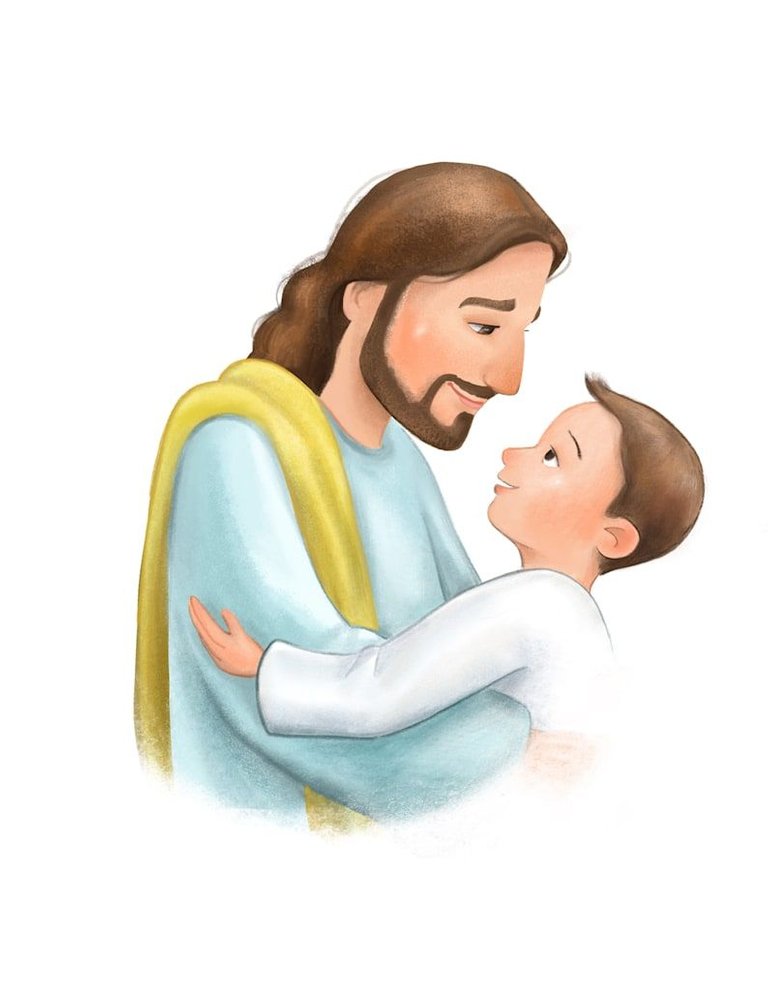 Baptism gift for little boy, Christ hugging child, cartoon illustration printable file, LDS, Mormon, Latter Day Saint, primary kid.jpg