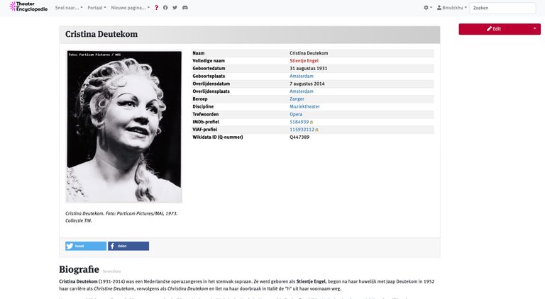 Voorbeeld van een infobox met foto en tabel - bron: theaterencyclopedie.nl