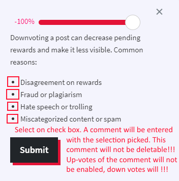 proposed down vote pop-up