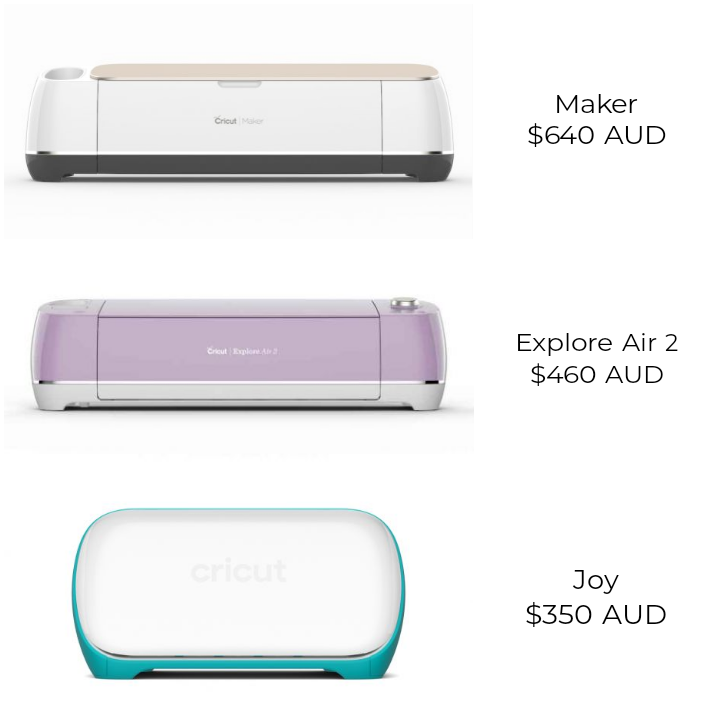 Cricut machines RRP in Australia.