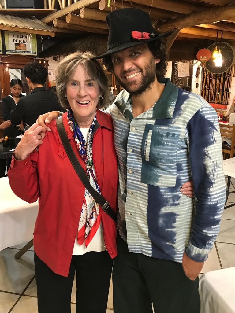 With one of my longest and most beloved clients at the anniversary party. Her husband was the big bread eater in the house, but he passed away a few years ago, so she reduced her orders by a lot. But she always comes by the Farmer's Market to give and receive a long and heartfelt hug, even if she doesn't have any order. And she always gets excited when her children come to visit, because then she can buy a lot of bread again. She also supports our "Social Bread" initiative.