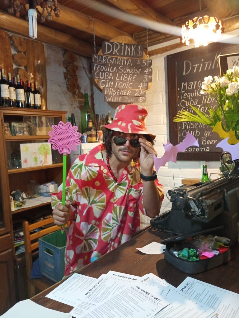 Guess the character and win a HSBI! Working behind the bar is one of my favorite things to do. I did it at many social events, not charging anything (but neither paying for my drinks, so...)