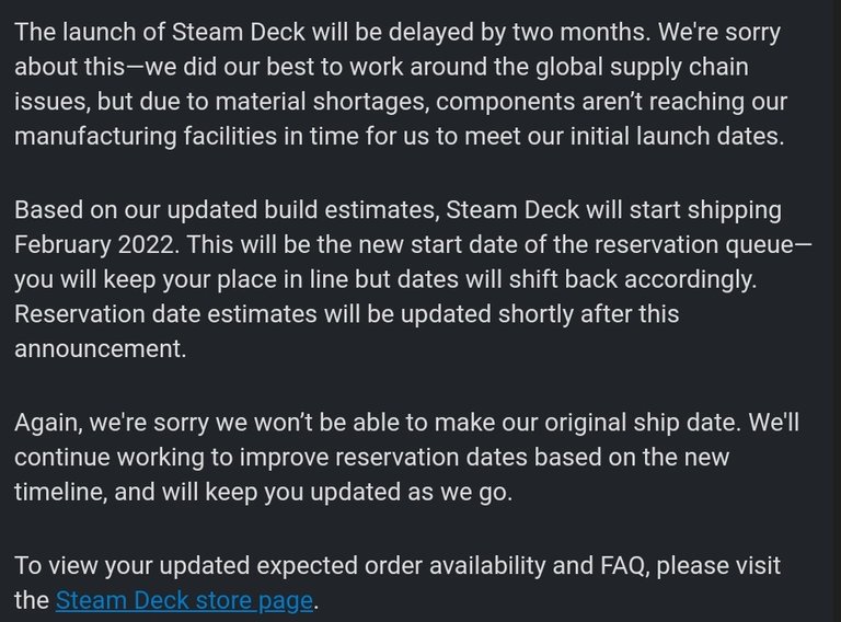 Steam Deck Delay