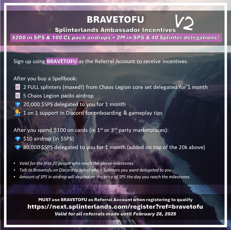 Bravetofu Splinterlands Ambassador Incentives v2