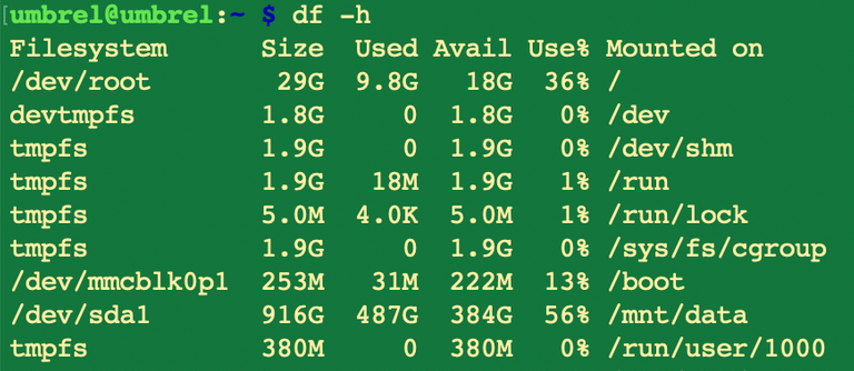 Umbrel Disk Usage