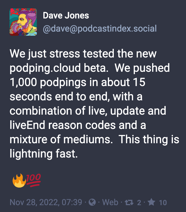 Dave Jones on podcastindex.social