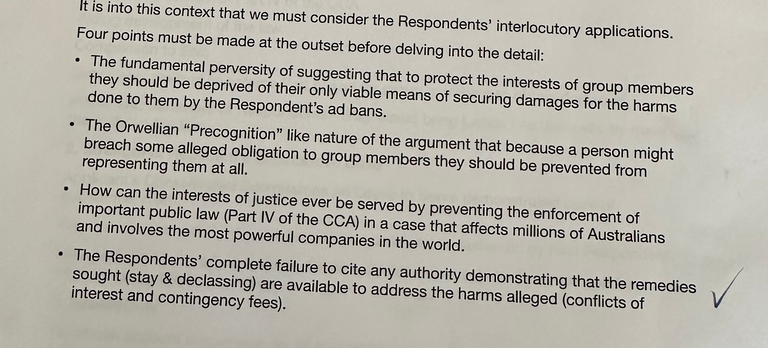 Four points made at the start of Andrew's address to the court