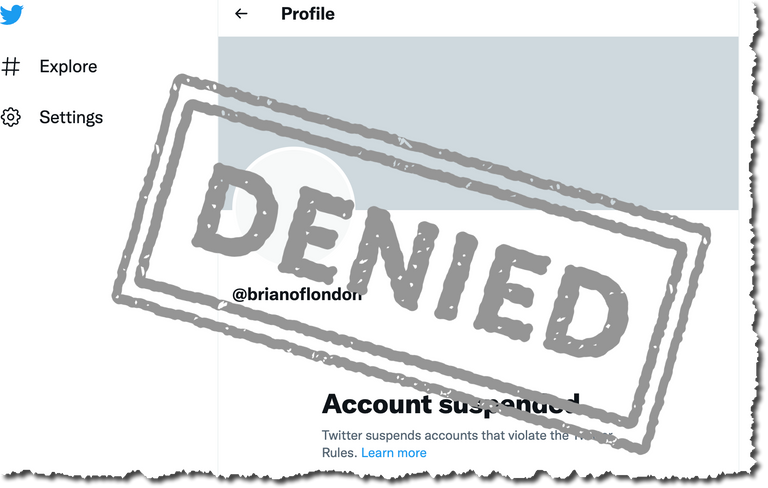 BrianofLondon banned on Twitter