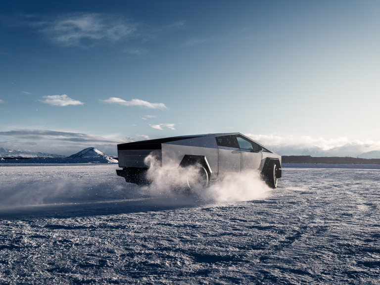 Tesla Cybertruck in the snow