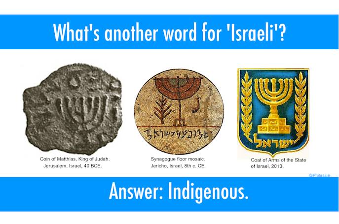 What’s another word for “Israeli’? – Indigenous. Poster by: Philippe Assouline