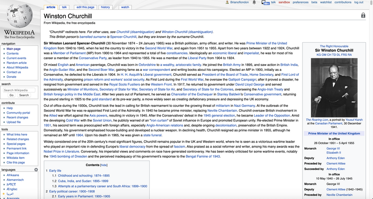 Winston Churchill page on Wikipedia 2020-06-14