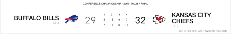 AFC Championship Final Score [Image screenshot from NFL.com. Copyright of image with NFL. Copyright of logos with NFL and respective teams]