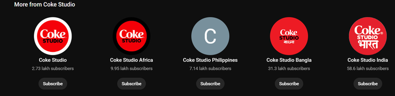 Other Coke Studios (Source : Screenshot taken by me from the Coke Studio YouTube Page)
