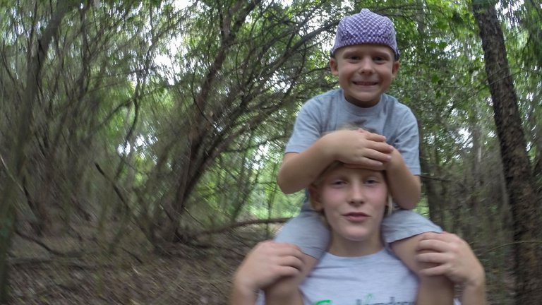 Ocean's big brother Tiger helped him out when his feet were too sore to walk.