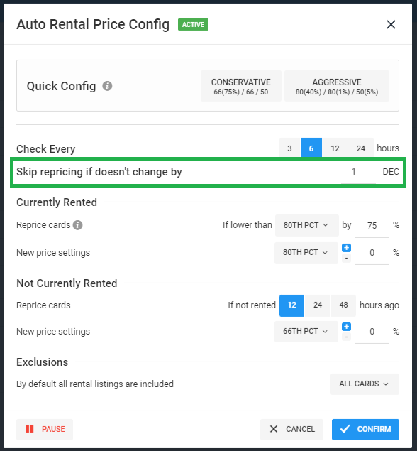 Auto Rental Price Config