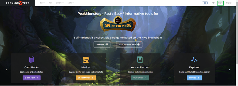 peakmonsters.com page