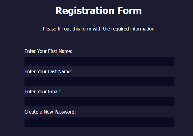 Registration form