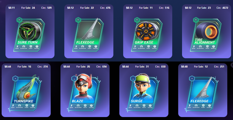 Common and Rare Cards on Moon Karts
