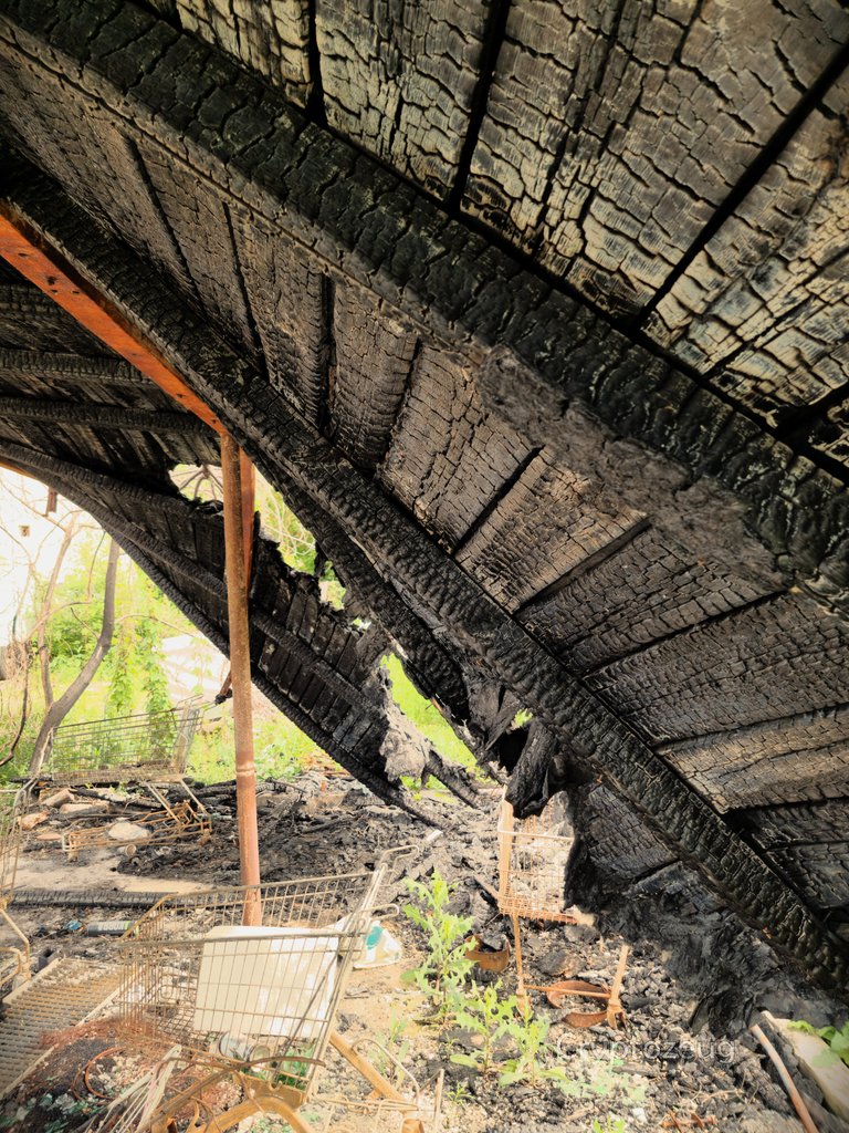 The roof slowly collapses