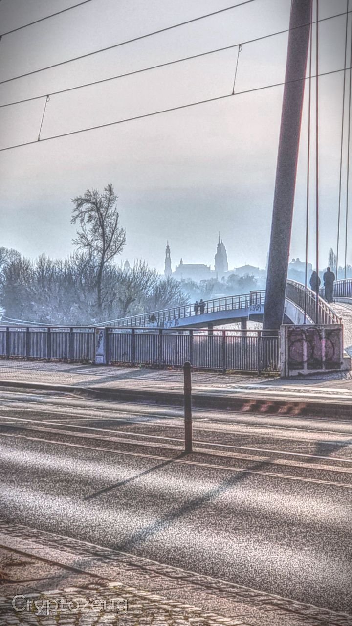 Old town in fog