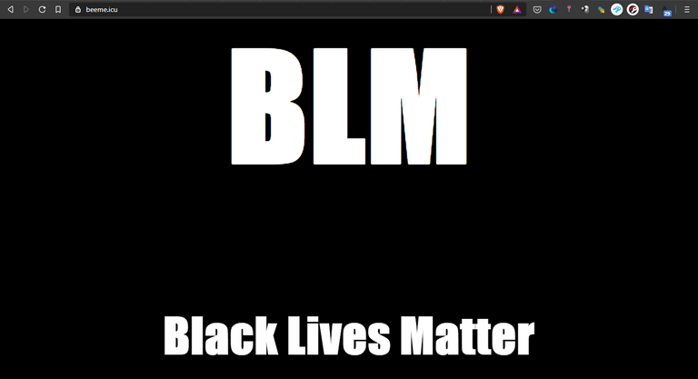 Beeme.icu page is replaced with "Black Lives Matter" message