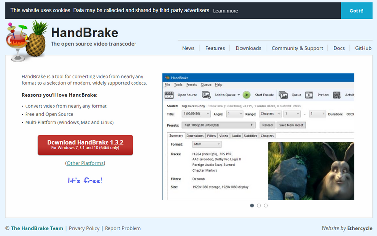 Handbrake website