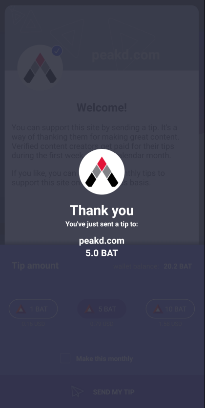 My 5 BAT tip to @peakd