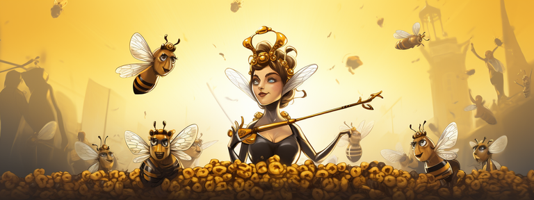 anomadsoul_An_army_of_bees_with_a_Queen_bee_in_front._Cartoon_a_e28d294c-4e86-4104-a1d8-9d35c3846a01.png